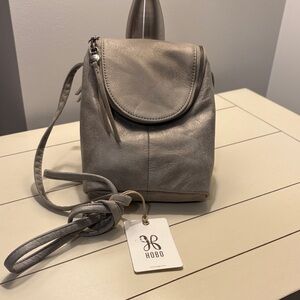 HOBO Metallic Gray Crossbody Bag